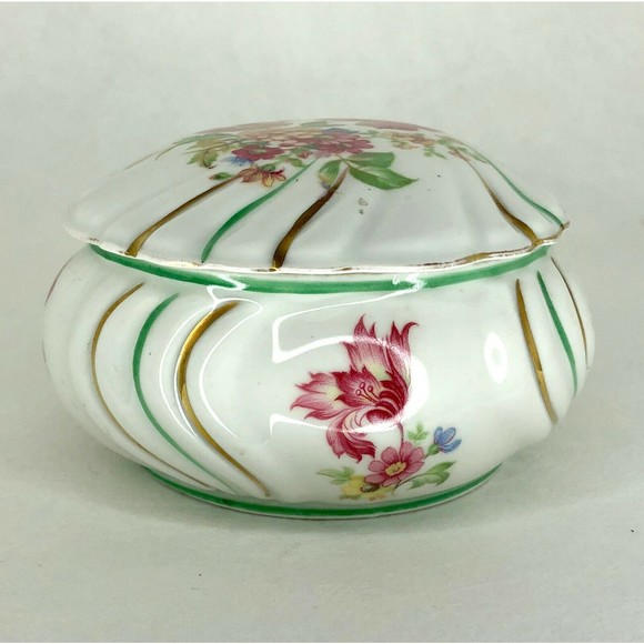 Vintage Bareuther Bavaria Porcelain Trinket Vanity Bowl w Lid  Hand Painting - Picture 4 of 8